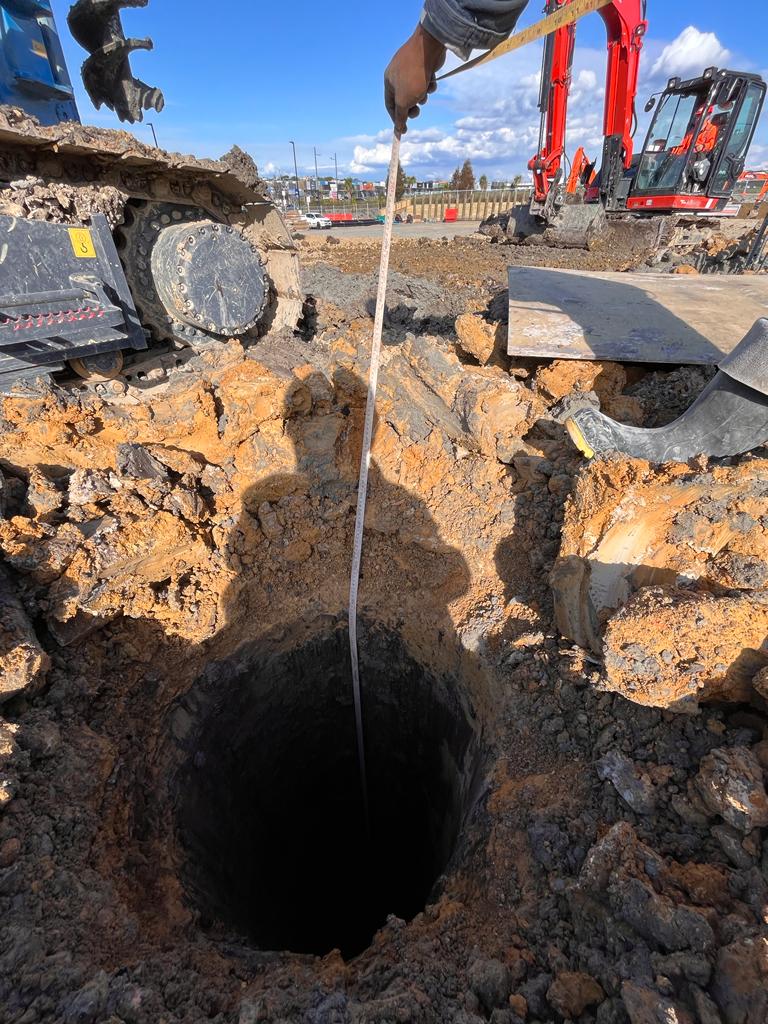 pile hole in a construction site